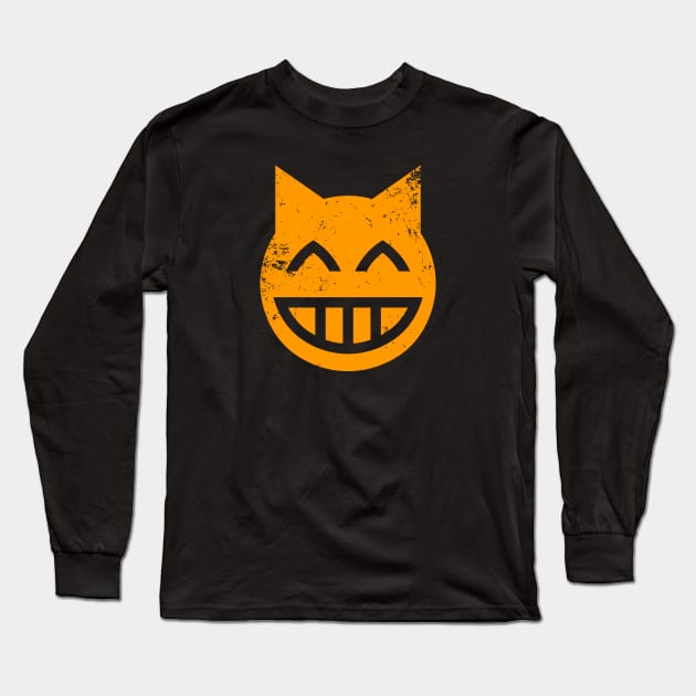 Grinning Grunge Cat Emoji Long Sleeve T-Shirt by tinybiscuits